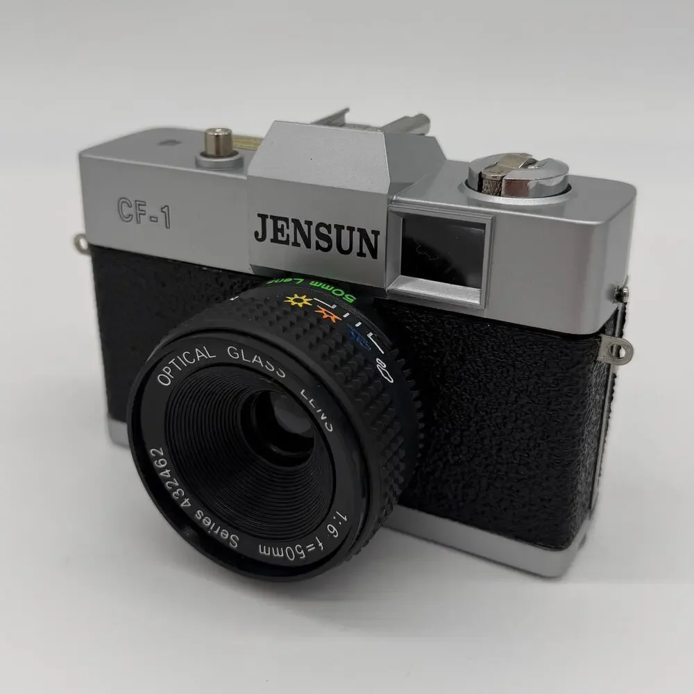Jensun CF-1 35mm Camera W/ 1:6 f=50mm lens - Vintage + Extras Flash Strap Box